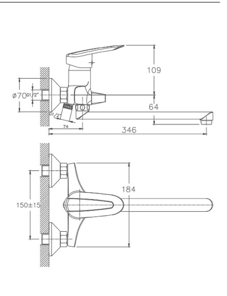 Смеситель для ванны Haiba HB2207 универсальный Хром