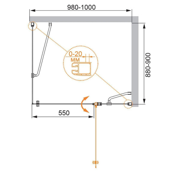 Душевой уголок Cezares Elena 100x90 R ELENA-W-AH-1-100/90-P-Cr-R профиль Хром стекло текстурное Душевой уголок Cezares Elena 100x90 R ELENA-W-AH-1-100/90-P-Cr-R профиль Хром стекло текстурное