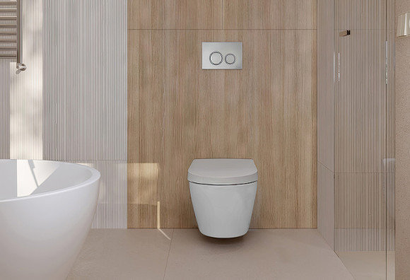 Комплект унитаза-биде Tece Spring S 955799 с инсталляцией с сиденьем Микролифт и клавишей смыва Хром глянцевый