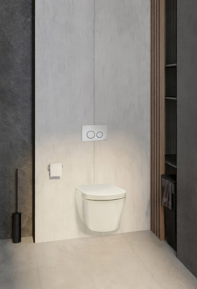 Комплект унитаза-биде Tece Spring S 955799 с инсталляцией с сиденьем Микролифт и клавишей смыва Хром глянцевый