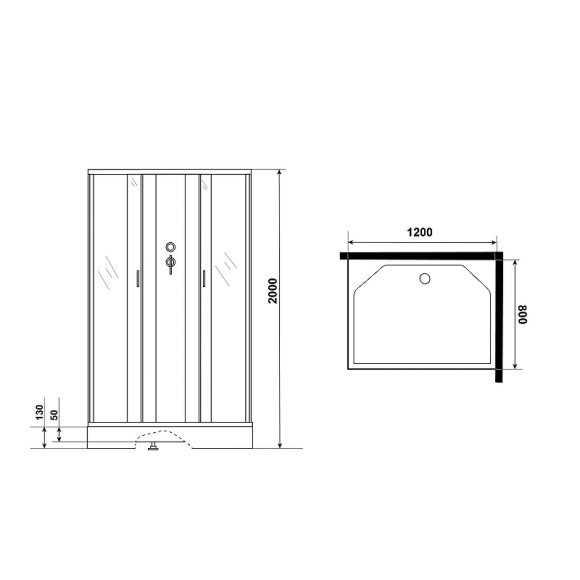 Душевая кабина Niagara Classic 120х80 NG-43285-14QBK без гидромассажа Душевая кабина Niagara Classic 120х80 NG-43285-14QBK без гидромассажа