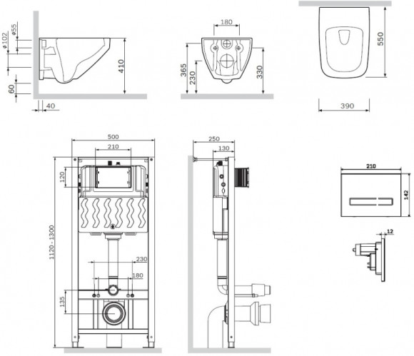 Комплект унитаза с инсталляцией AM.PM Inspire V2.0 FlashClean IS450A38.50A1700 с сиденьем Микролифт и Черной клавишей смыва Комплект унитаза с инсталляцией AM.PM Inspire V2.0 FlashClean IS450A38.50A1700 с сиденьем Микролифт и Черной клавишей смыва