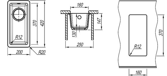 Кухонная мойка Florentina Вега-160 22.300.00160.201 Жасмин Кухонная мойка Florentina Вега-160 22.300.00160.201 Жасмин