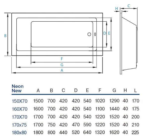 Акриловая ванна Koller Pool Neon New 170x70 без гидромассажа Акриловая ванна Koller Pool Neon New 170x70 без гидромассажа
