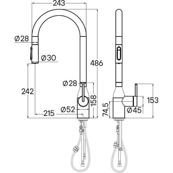 Смеситель для кухни Paulmark Universal Un213880-GM Вороненая сталь Смеситель для кухни Paulmark Universal Un213880-GM Вороненая сталь