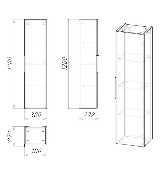 Шкаф пенал Grossman Форта 30 3030052 подвесной Темный дуб галифакс