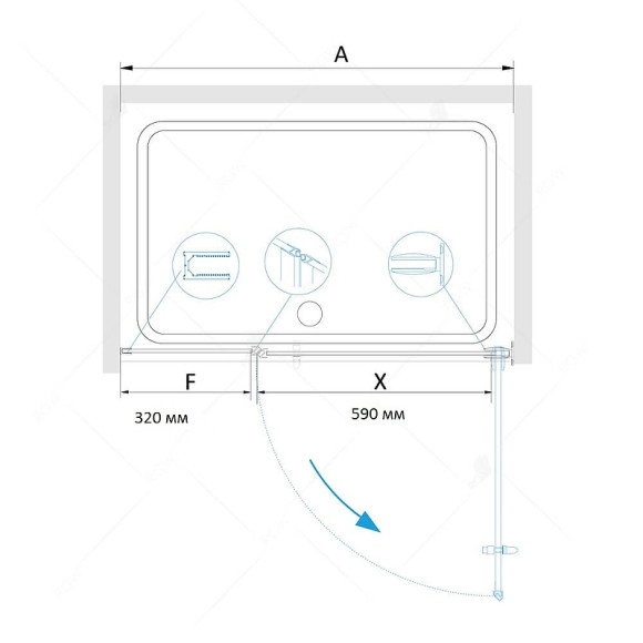 Душевая дверь RGW Hotel HO-012 100 350601200-11 профиль Хром стекло прозрачное