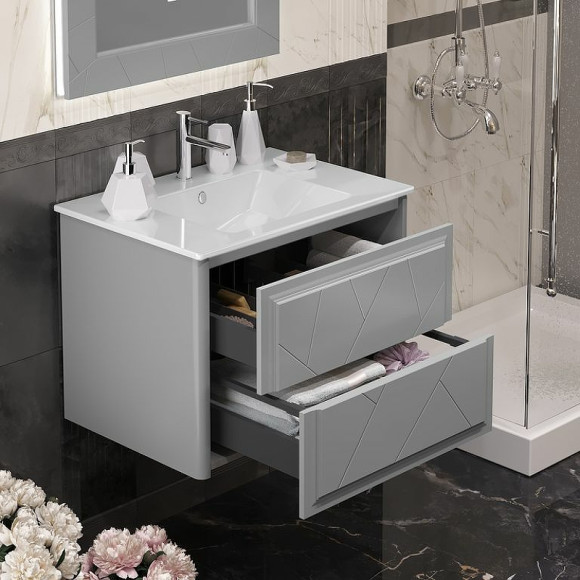 Тумба под раковину Opadiris Луиджи 70 00-00005953 подвесная Серая матовая Тумба под раковину Opadiris Луиджи 70 00-00005953 подвесная Серая матовая