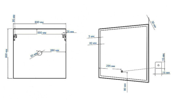 Зеркало Art&Max Monza AM-Mon-600-600-DS-F с подсветкой с сенсорным выключателем