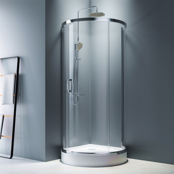 Душевой уголок AM.PM Like Round 95х95 W83G-333-095CT профиль Хром глянцевый стекло прозрачное Душевой уголок AM.PM Like Round 95х95 W83G-333-095CT профиль Хром глянцевый стекло прозрачное
