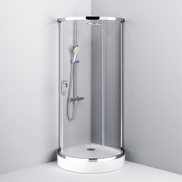Душевой уголок AM.PM Like Round 95х95 W83G-333-095CT профиль Хром глянцевый стекло прозрачное Душевой уголок AM.PM Like Round 95х95 W83G-333-095CT профиль Хром глянцевый стекло прозрачное