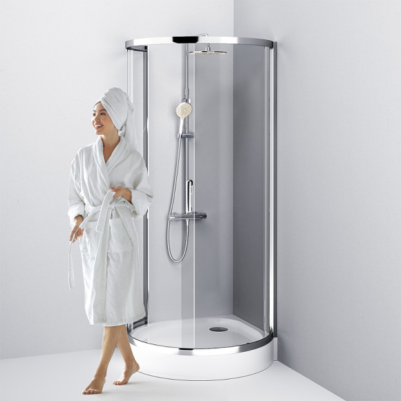 Душевой уголок AM.PM Like Round 95х95 W83G-333-095CT профиль Хром глянцевый стекло прозрачное Душевой уголок AM.PM Like Round 95х95 W83G-333-095CT профиль Хром глянцевый стекло прозрачное