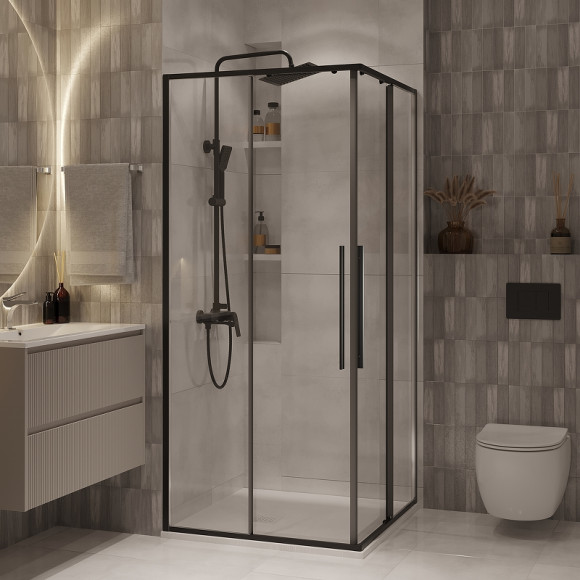 Душевой уголок Niagara Nova 80х80 NG-6822-34BLACK профиль Черный матовый стекло прозрачное Душевой уголок Niagara Nova 80х80 NG-6822-34BLACK профиль Черный матовый стекло прозрачное