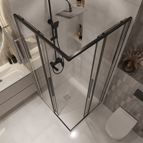 Душевой уголок Niagara Nova 80х80 NG-6822-34BLACK профиль Черный матовый стекло прозрачное Душевой уголок Niagara Nova 80х80 NG-6822-34BLACK профиль Черный матовый стекло прозрачное