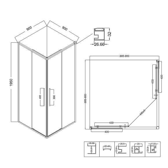 Душевой уголок Niagara Nova 80х80 NG-6822-34BLACK профиль Черный матовый стекло прозрачное Душевой уголок Niagara Nova 80х80 NG-6822-34BLACK профиль Черный матовый стекло прозрачное