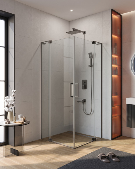 Душевой уголок Cezares Slider 90x90 SLIDER-A-2-80/90-C-GM профиль Оружейная сталь стекло прозрачное