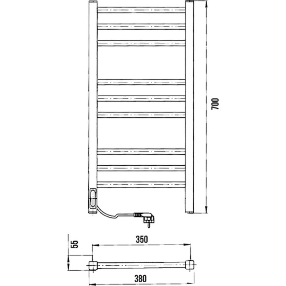 Электрический полотенцесушитель Laris Астор ЧКЧ9 350х700 R 73207865 Черный муар Электрический полотенцесушитель Laris Астор ЧКЧ9 350х700 R 73207865 Черный муар