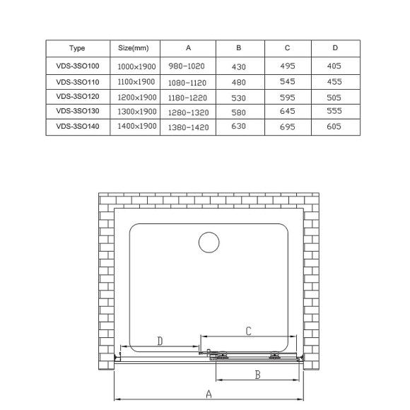Душевая дверь Vincea Soft 110 VDS-3SO110CL профиль Хром стекло прозрачное