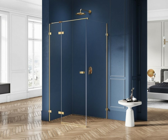 Душевой уголок New Trendy Avexa Gold 120х70 L EXK-1764 профиль Брашированное золото стекло прозрачное Душевой уголок New Trendy Avexa Gold 120х70 L EXK-1764 профиль Брашированное золото стекло прозрачное