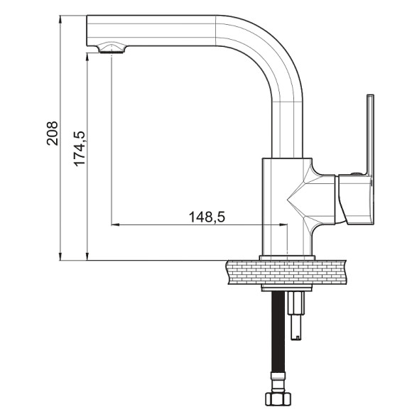 Смеситель для раковины GPD Pedra Colored MTL160-S Черный матовый
