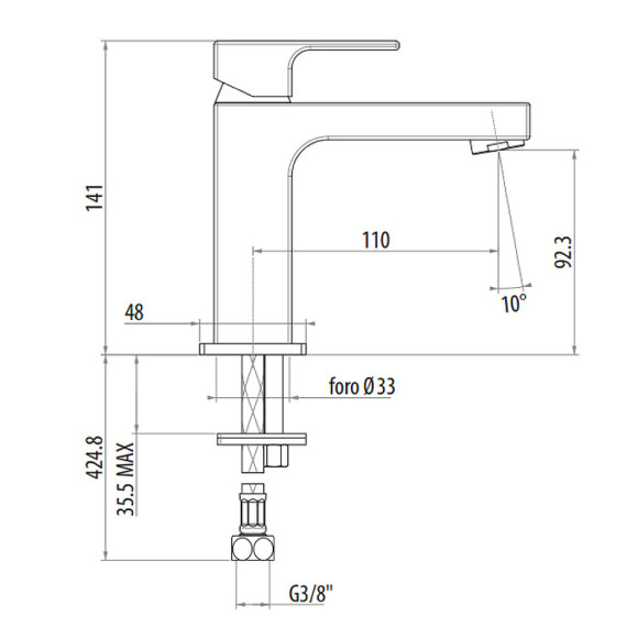 Смеситель для раковины Gattoni Kubik 2582/25C0 Хром Смеситель для раковины Gattoni Kubik 2582/25C0 Хром