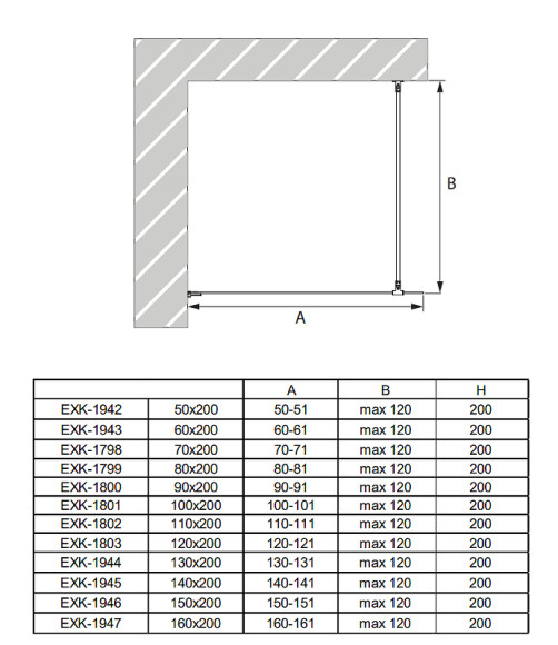 Душевая перегородка New Trendy Avexa Black 100 EXK-2051 профиль Черный стекло прозрачное
