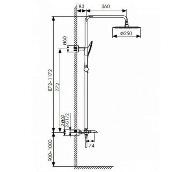 Душевая система Kaiser Nove 06182 с термостатом Хром Душевая система Kaiser Nove 06182 с термостатом Хром
