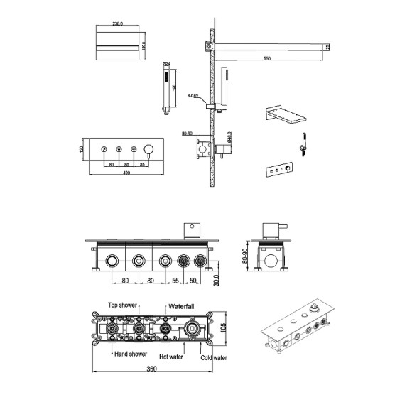 Душевая система Boheme Fusion 130-MG Золото матовое