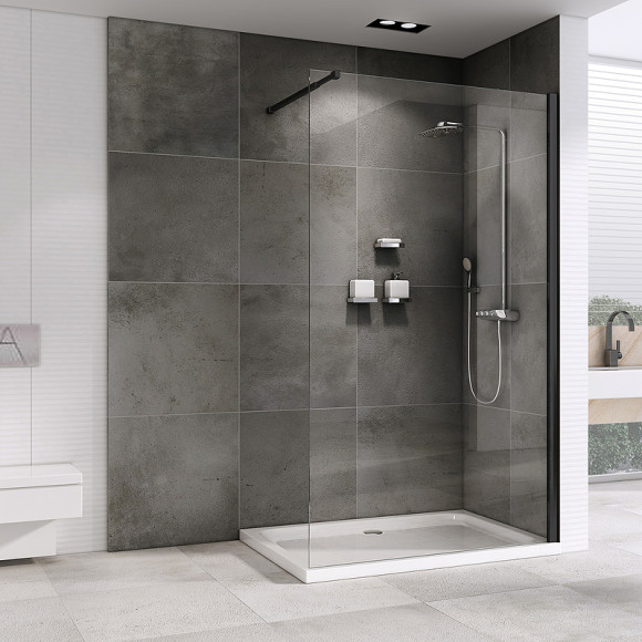 Душевая перегородка Abber Immer Offen 100 AG61100B8 профиль Черный стекло прозрачное Душевая перегородка Abber Immer Offen 100 AG61100B8 профиль Черный стекло прозрачное