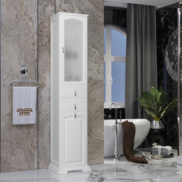 Шкаф пенал Opadiris Риспекто 40 R 00-00005839 с бельевой корзиной Белый матовый Шкаф пенал Opadiris Риспекто 40 R 00-00005839 с бельевой корзиной Белый матовый