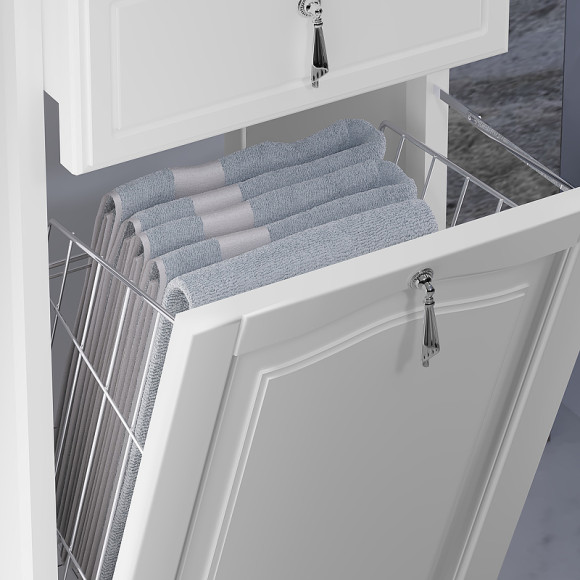 Шкаф пенал Opadiris Риспекто 40 R 00-00005839 с бельевой корзиной Белый матовый Шкаф пенал Opadiris Риспекто 40 R 00-00005839 с бельевой корзиной Белый матовый