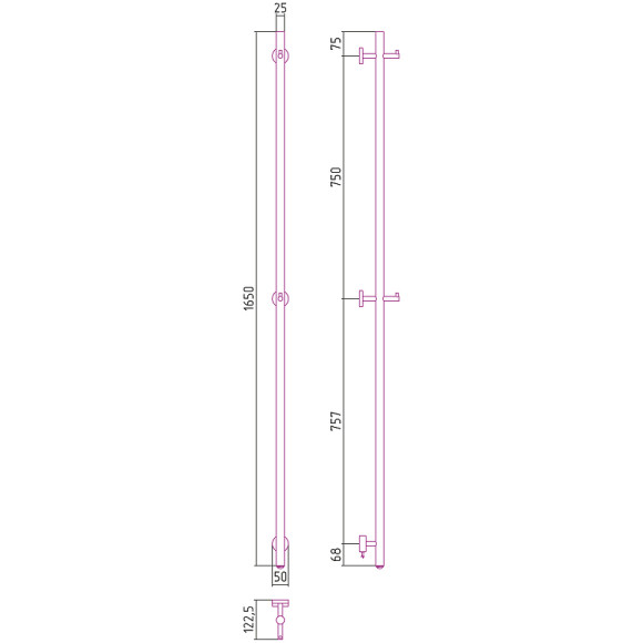 Электрический полотенцесушитель Сунержа Аскет 1650 05-0850-1650 Состаренная бронза