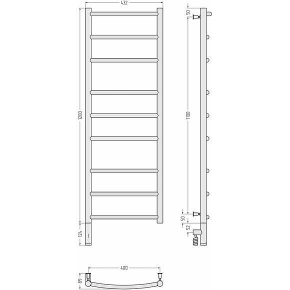 Электрический полотенцесушитель Сунержа Галант 3.0 1200x400 L 00-5800-1240 Хром