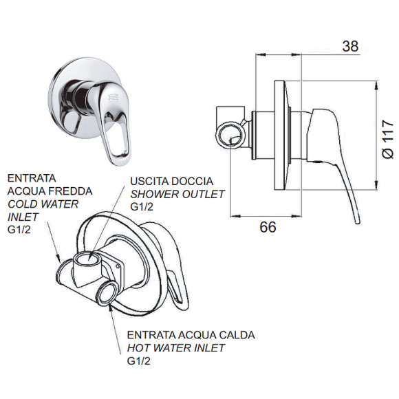 Смеситель для душа Remer Remix R30 Хром Смеситель для душа Remer Remix R30 Хром