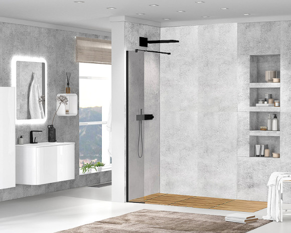 Душевая перегородка Cezares Liberta 25 LIBERTA-L-1-25-GR-NERO профиль Черный матовый стекло серое Душевая перегородка Cezares Liberta 25 LIBERTA-L-1-25-GR-NERO профиль Черный матовый стекло серое