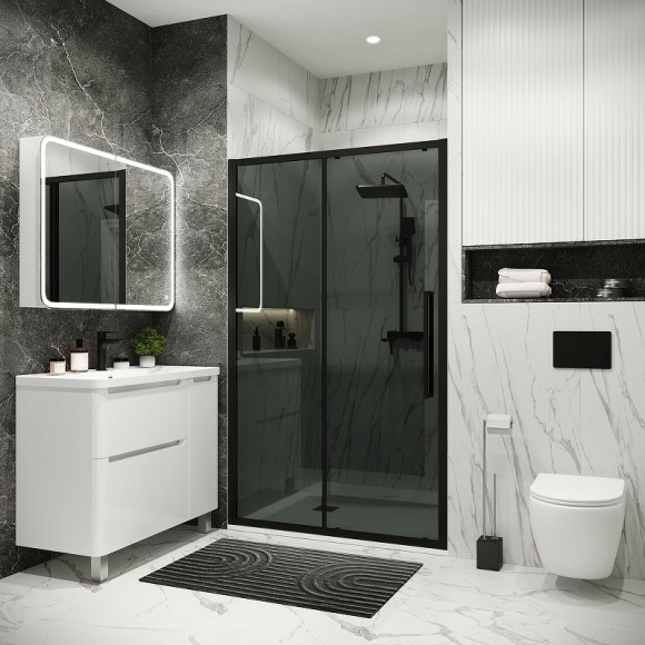 Душевая дверь Grossman Cosmo 120 100.K33.02.120.21.10 профиль Черный матовый стекло тонированное Душевая дверь Grossman Cosmo 120 100.K33.02.120.21.10 профиль Черный матовый стекло тонированное