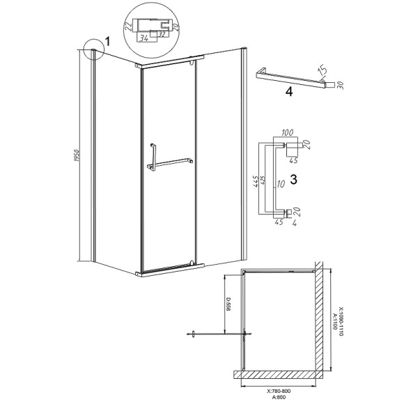 Душевой уголок Grossman Pragma 110х80 120.K33.03.1180.21.02 профиль Черный матовый стекло шиншилла Душевой уголок Grossman Pragma 110х80 120.K33.03.1180.21.02 профиль Черный матовый стекло шиншилла