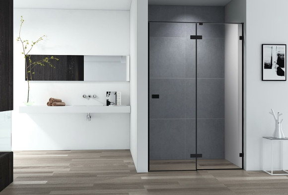 Душевая дверь Cezares Bellagio 100 BELLAGIO-B-12-100-C-NERO профиль Черный матовый стекло прозрачное