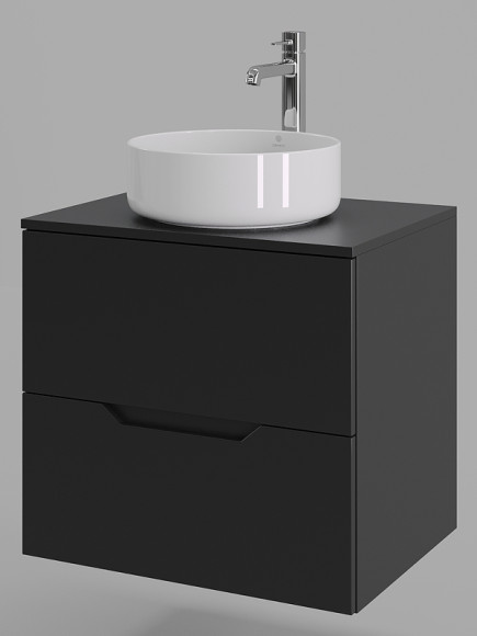 Тумба с раковиной Orange Line 60 Li-60TubMDF+B09-360W подвесная Черная матовая