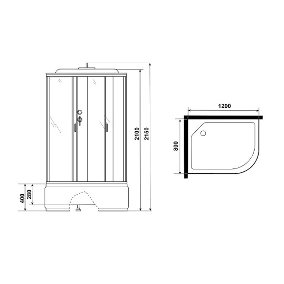 Душевая кабина Niagara Classic 120x80 NG-2310-14LG с гидромассажем Душевая кабина Niagara Classic 120x80 NG-2310-14LG с гидромассажем
