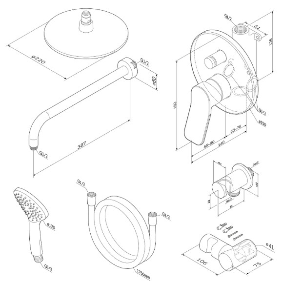 Душевая система AM.PM X-Joy FB85A1RH02 Черная Душевая система AM.PM X-Joy FB85A1RH02 Черная