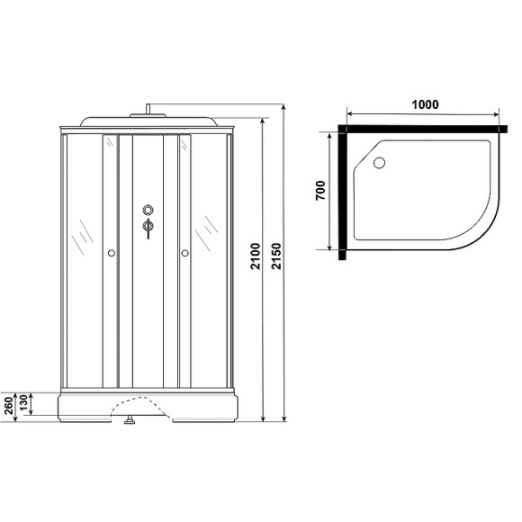 Душевая кабина Niagara Promo 100x70 L P100/70/26L/MT без гидромассажа Душевая кабина Niagara Promo 100x70 L P100/70/26L/MT без гидромассажа