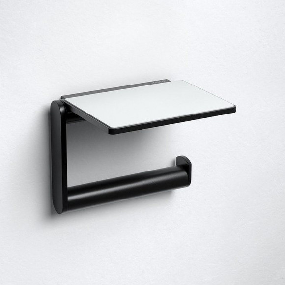 Держатель туалетной бумаги Keuco Plan 14973 370000 с полкой Черный матовый Держатель туалетной бумаги Keuco Plan 14973 370000 с полкой Черный матовый