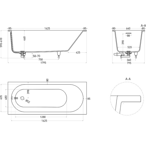 Ванна из искусственного камня Salini Ornella Kit 180х80 102412G Белая глянцевая Ванна из искусственного камня Salini Ornella Kit 180х80 102412G Белая глянцевая