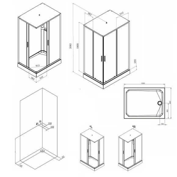 Душевая кабина AM.PM Gem 120х90 W90C-404-12090MT без гидромассажа Душевая кабина AM.PM Gem 120х90 W90C-404-12090MT без гидромассажа