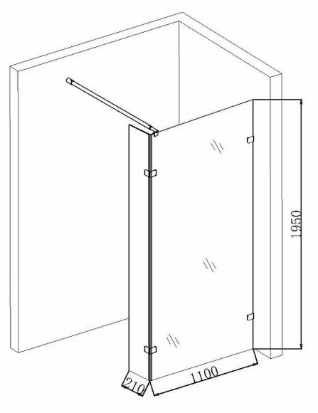 Душевая перегородка Niagara Nova 110 NG-642-11GOLD профиль Холодное золото стекло прозрачное