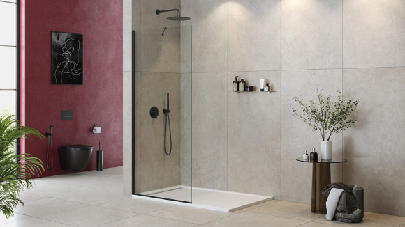 Душевая перегородка Cezares Liberta 80 LIBERTA-L-1-TB-80-C-NERO профиль Черный матовый стекло прозрачное