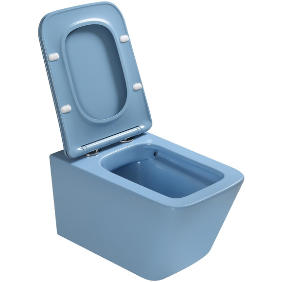 Унитаз SantiLine SL-5007BL подвесной Голубой матовый с сиденьем Микролифт