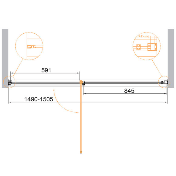 Душевая дверь Cezares Urban 150 URBAN-B-12-150-C-NERO профиль Черный матовый стекло прозрачное Душевая дверь Cezares Urban 150 URBAN-B-12-150-C-NERO профиль Черный матовый стекло прозрачное