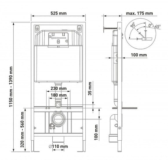 Комплект унитаза с инсталляцией Berges Novum Rimless 047255 с сиденьем Микролифт и Черной клавишей смыва Комплект унитаза с инсталляцией Berges Novum Rimless 047255 с сиденьем Микролифт и Черной клавишей смыва
